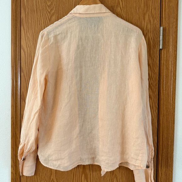 Linda Allard Ellen Tracy Button Up Shirt Women’s Size 6 Peach Top 100% Linen - Picture 3 of 5